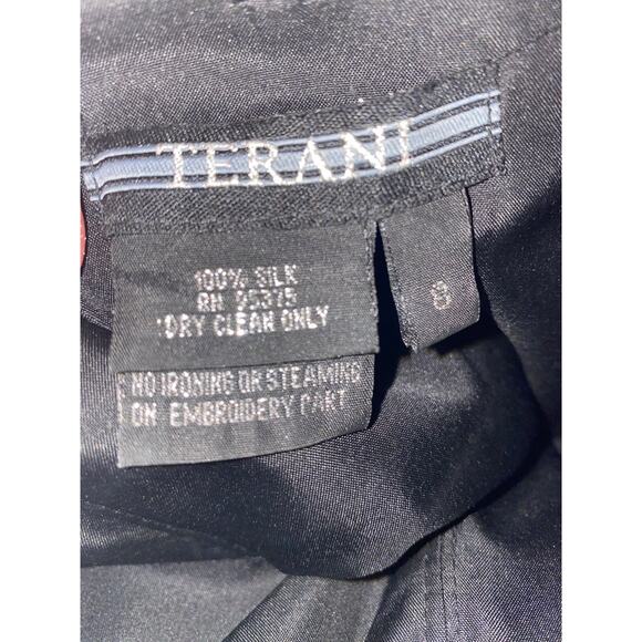 TERANI sweetheart strapless silk gown formal beads & jewels size 8 - Picture 10 of 15